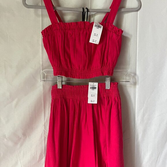 Abercrombie and Fitch, NWT, Maxi-Skirt/Crop Top Set, Fuchsia Linen/Cotton - Picture 1 of 6